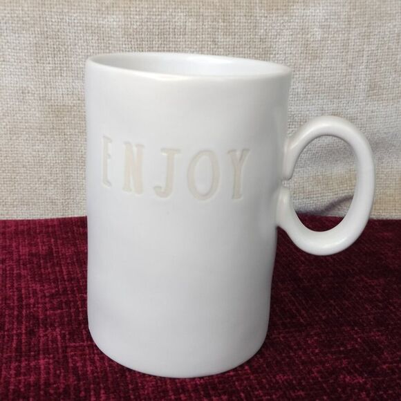 RARE White Rae Dunn Studio Boutique by Magenta ENJOY Coffee Mug - Picture 2 of 6